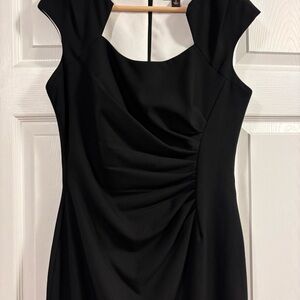 Classic Black Cap Sleeve Midi Dress